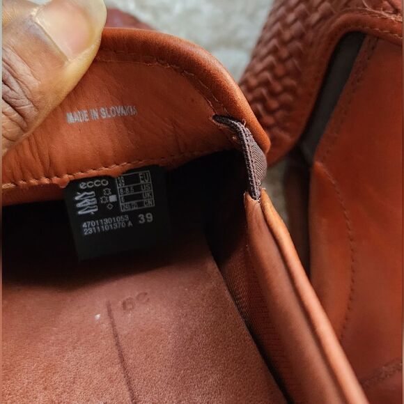 Ecco Brown Woven Leather Slip-On Loafers - Picture 3 of 3